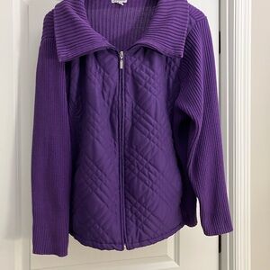 Purple Quilted Sweater Jacket